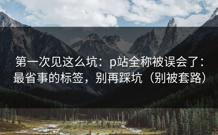 第一次见这么坑：p站全称被误会了：最省事的标签，别再踩坑（别被套路）
