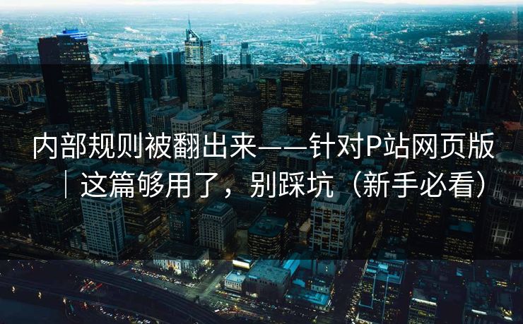 内部规则被翻出来——针对P站网页版｜这篇够用了，别踩坑（新手必看）