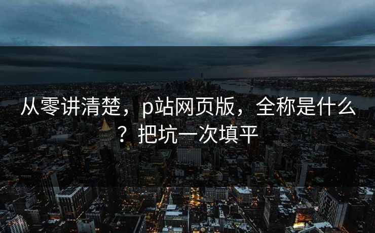从零讲清楚，p站网页版，全称是什么？把坑一次填平