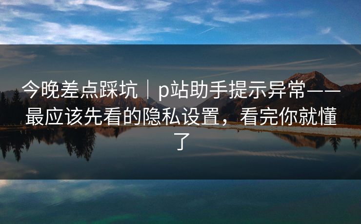 今晚差点踩坑｜p站助手提示异常——最应该先看的隐私设置，看完你就懂了