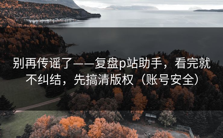 别再传谣了——复盘p站助手,看完就不纠结,先搞清版权(账号安全) 别再传谣了——复盘p站助手,看完就不纠结,先搞清版权(账号安全)