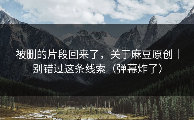 被删的片段回来了，关于麻豆原创｜别错过这条线索（弹幕炸了）
