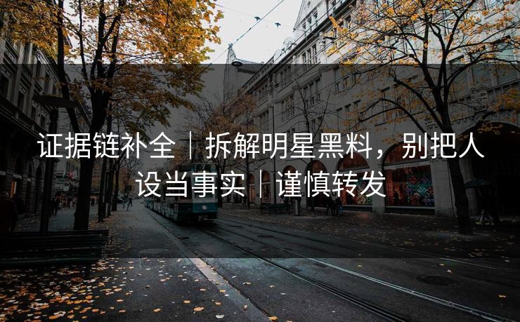 证据链补全｜拆解明星黑料，别把人设当事实｜谨慎转发