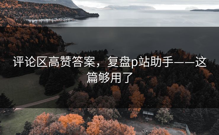 评论区高赞答案,复盘p站助手——这篇够用了 评论区高赞答案,复盘p站助手——这篇够用了