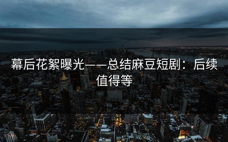 幕后花絮曝光——总结麻豆短剧：后续值得等